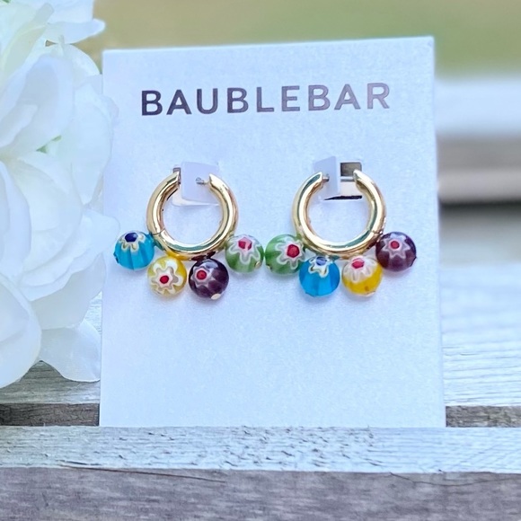 NWT BAUBLEBAR MULTICOLOR BEADED HUGGIE EARRINGS - Picture 1 of 10